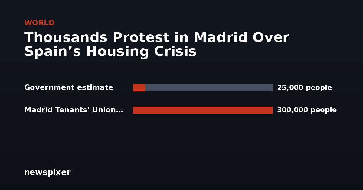 Thousands Protest in Madrid Over Spain’s Housing Crisis — Government estimate 25,000 people, Madrid Tenants' Union estimate 300,000 people